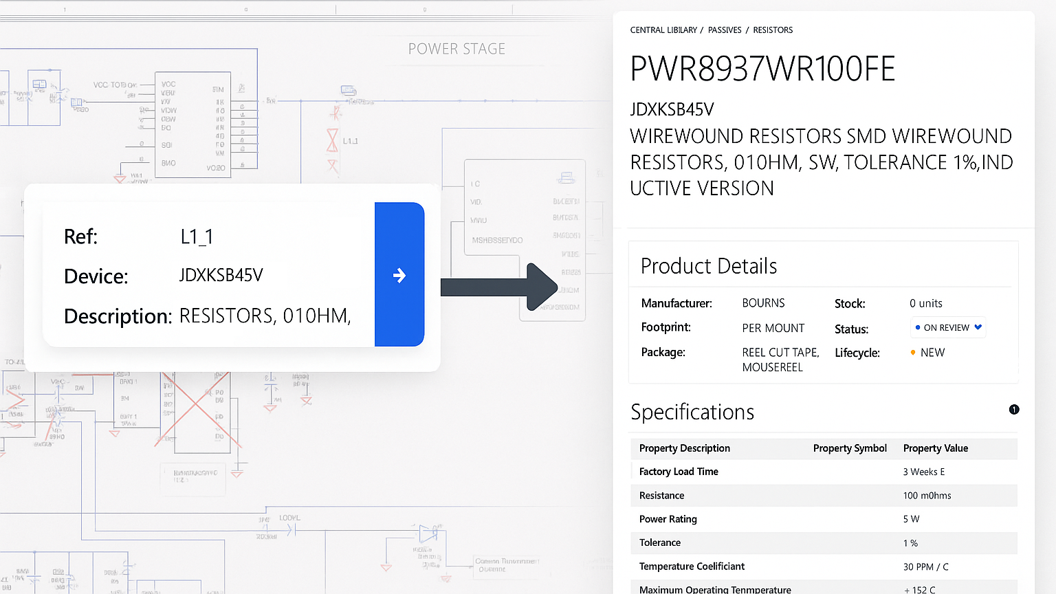 XKEMA — Linked navigation from schematic to BOM, ICD, and library